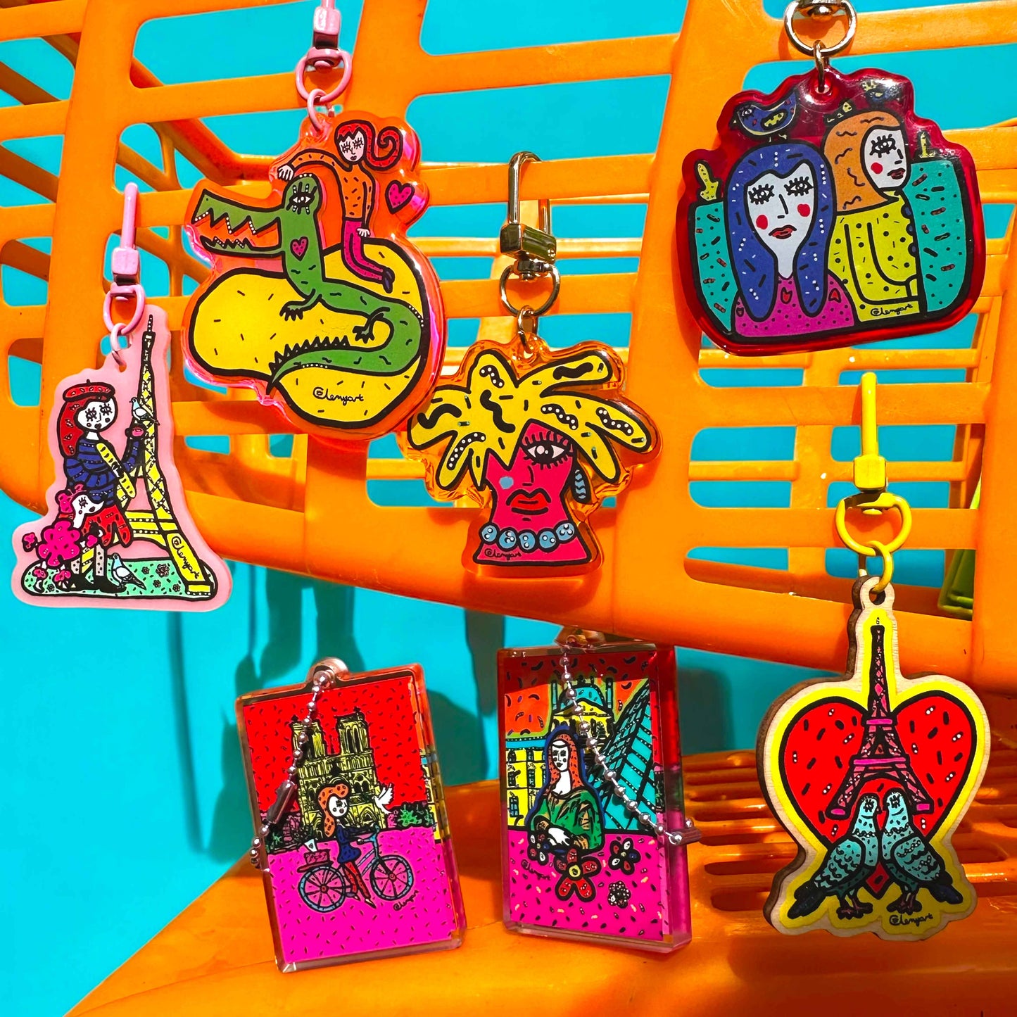portes-cle-epoxy-eartiste-pop-art-clemyart