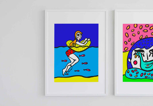 poster-pop-art-baignade-en-mer-artiste-clemyart