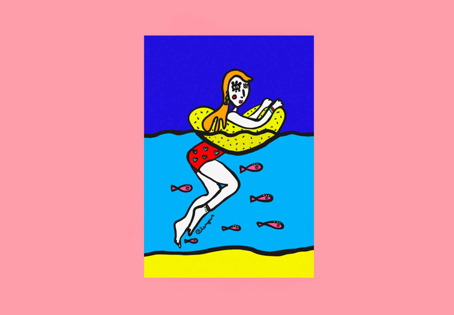 affiche-baignade-en-mer-artiste-clemyart