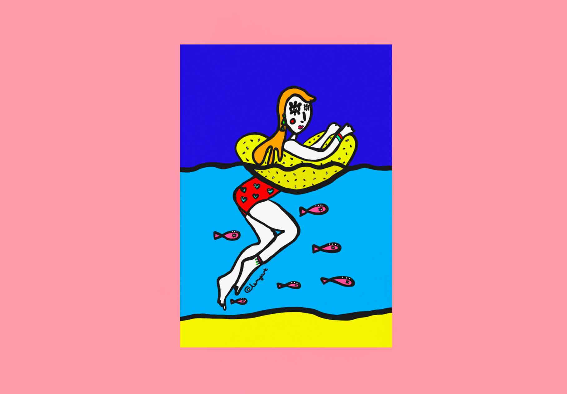 affiche-baignade-en-mer-artiste-clemyart